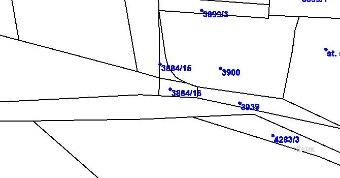 Parcela st. 3884/16 v KÚ Týnec nad Sázavou, Katastrální mapa