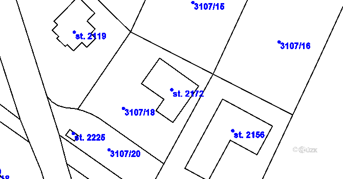 Parcela st. 2172 v KÚ Týnec nad Sázavou, Katastrální mapa