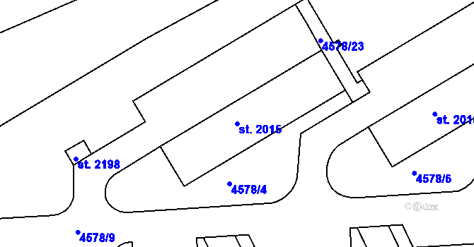 Parcela st. 2015 v KÚ Týnec nad Sázavou, Katastrální mapa
