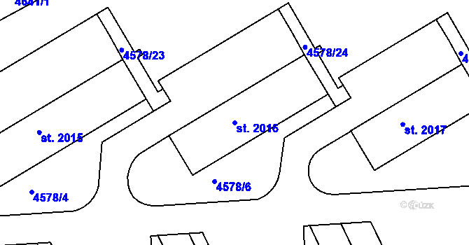 Parcela st. 2016 v KÚ Týnec nad Sázavou, Katastrální mapa