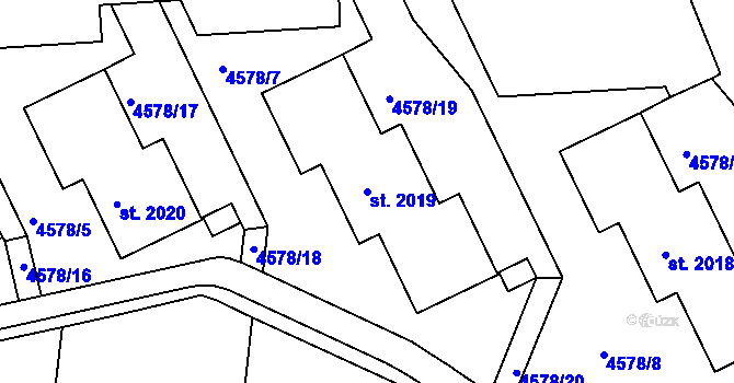 Parcela st. 2019 v KÚ Týnec nad Sázavou, Katastrální mapa