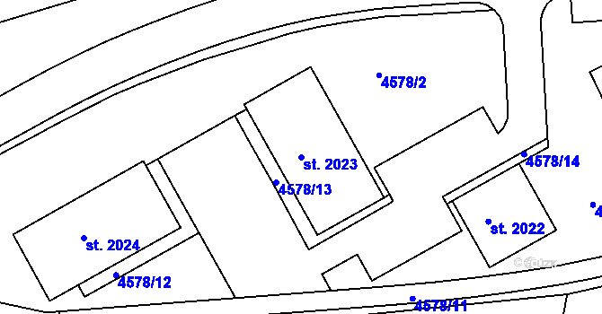 Parcela st. 2023 v KÚ Týnec nad Sázavou, Katastrální mapa