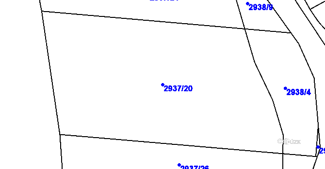 Parcela st. 2937/20 v KÚ Týnec nad Sázavou, Katastrální mapa