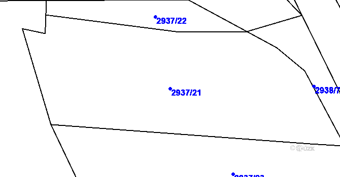 Parcela st. 2937/21 v KÚ Týnec nad Sázavou, Katastrální mapa