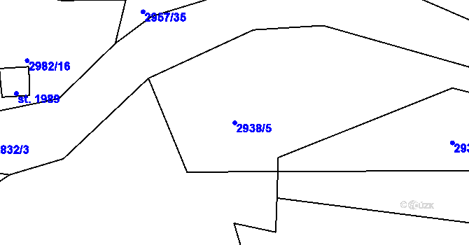 Parcela st. 2938/5 v KÚ Týnec nad Sázavou, Katastrální mapa