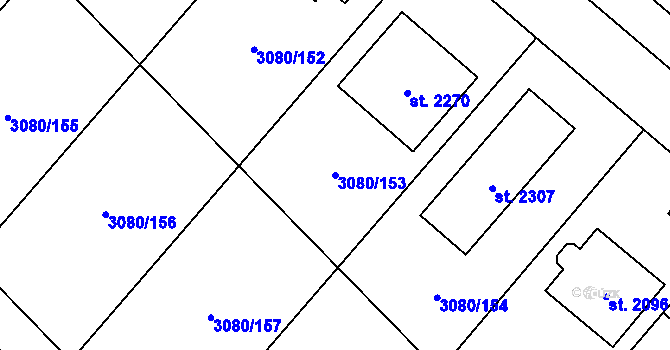 Parcela st. 3080/153 v KÚ Týnec nad Sázavou, Katastrální mapa
