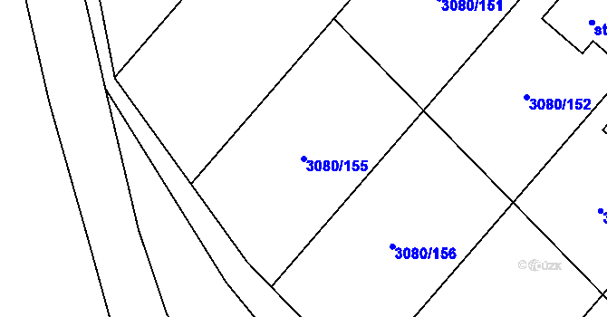 Parcela st. 3080/155 v KÚ Týnec nad Sázavou, Katastrální mapa