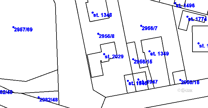 Parcela st. 2029 v KÚ Týnec nad Sázavou, Katastrální mapa