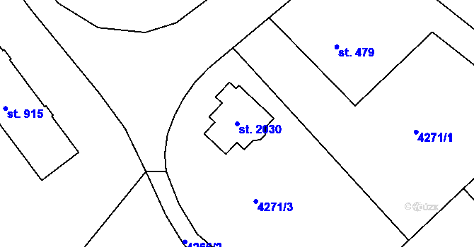 Parcela st. 2030 v KÚ Týnec nad Sázavou, Katastrální mapa
