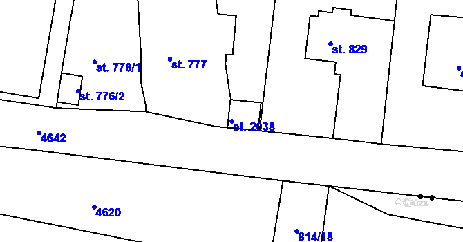 Parcela st. 2038 v KÚ Týnec nad Sázavou, Katastrální mapa
