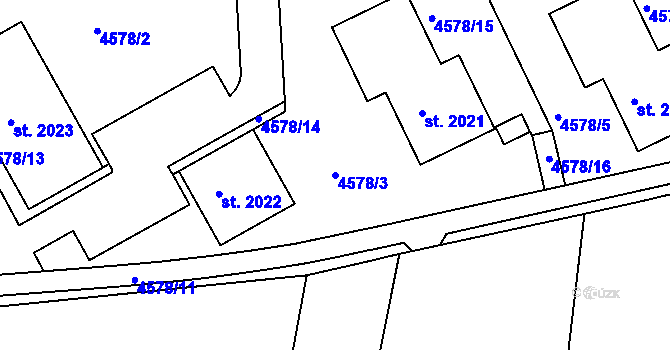 Parcela st. 4578/3 v KÚ Týnec nad Sázavou, Katastrální mapa