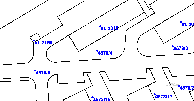 Parcela st. 4578/4 v KÚ Týnec nad Sázavou, Katastrální mapa