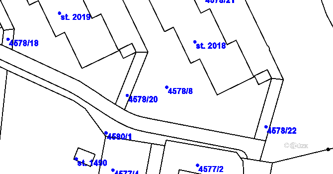 Parcela st. 4578/8 v KÚ Týnec nad Sázavou, Katastrální mapa