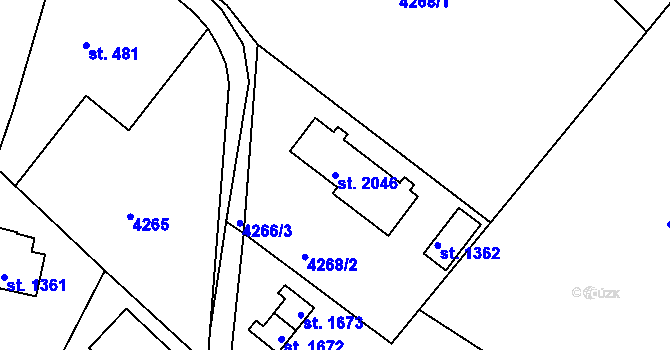 Parcela st. 2046 v KÚ Týnec nad Sázavou, Katastrální mapa