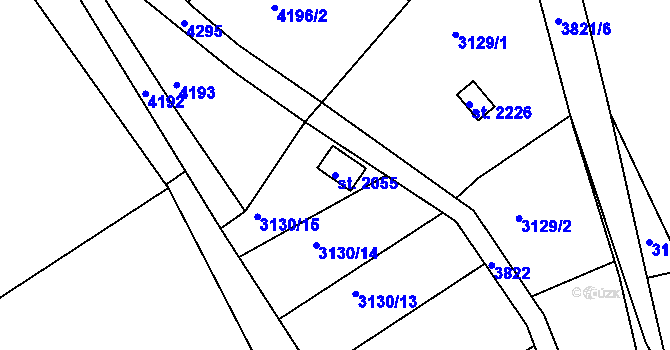 Parcela st. 2055 v KÚ Týnec nad Sázavou, Katastrální mapa