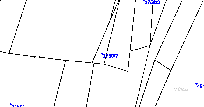 Parcela st. 2758/7 v KÚ Týnec nad Sázavou, Katastrální mapa