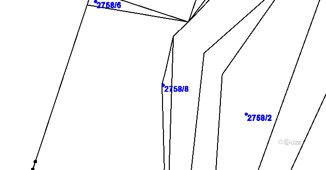 Parcela st. 2758/8 v KÚ Týnec nad Sázavou, Katastrální mapa