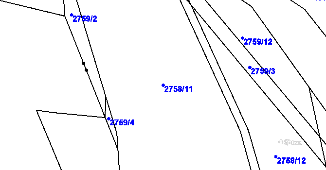 Parcela st. 2758/11 v KÚ Týnec nad Sázavou, Katastrální mapa