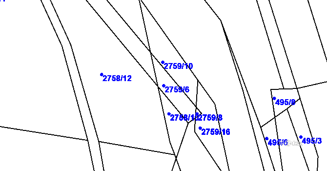 Parcela st. 2759/6 v KÚ Týnec nad Sázavou, Katastrální mapa