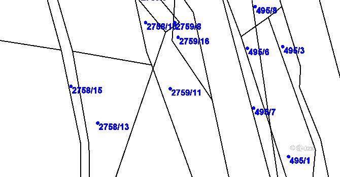 Parcela st. 2759/11 v KÚ Týnec nad Sázavou, Katastrální mapa