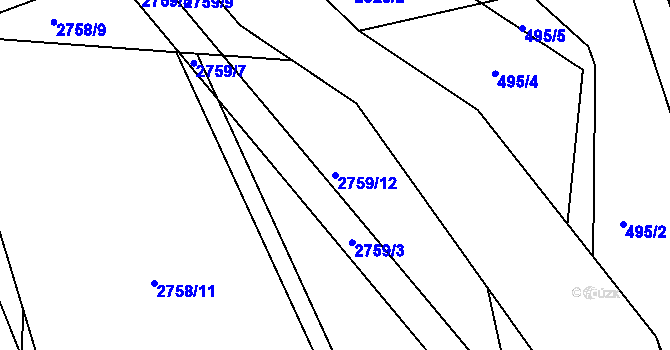 Parcela st. 2759/12 v KÚ Týnec nad Sázavou, Katastrální mapa