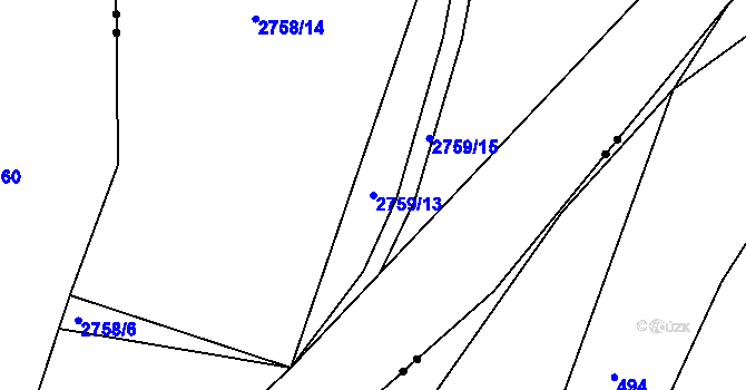 Parcela st. 2759/13 v KÚ Týnec nad Sázavou, Katastrální mapa
