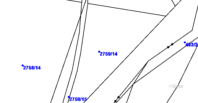 Parcela st. 2759/14 v KÚ Týnec nad Sázavou, Katastrální mapa
