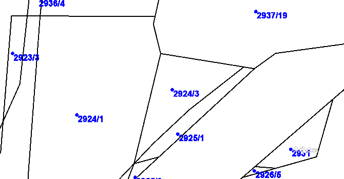 Parcela st. 2924/3 v KÚ Týnec nad Sázavou, Katastrální mapa