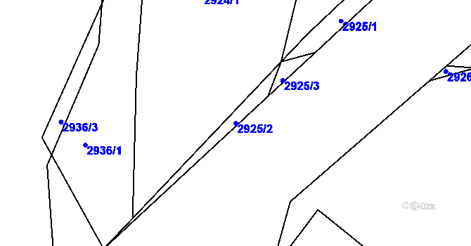 Parcela st. 2925/2 v KÚ Týnec nad Sázavou, Katastrální mapa