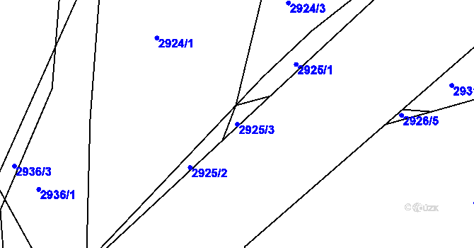 Parcela st. 2925/3 v KÚ Týnec nad Sázavou, Katastrální mapa