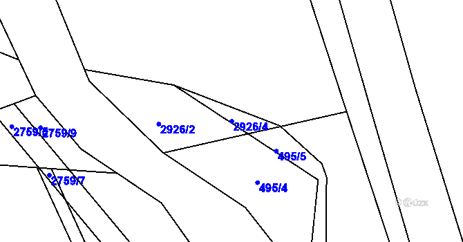 Parcela st. 2926/4 v KÚ Týnec nad Sázavou, Katastrální mapa