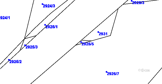 Parcela st. 2926/5 v KÚ Týnec nad Sázavou, Katastrální mapa