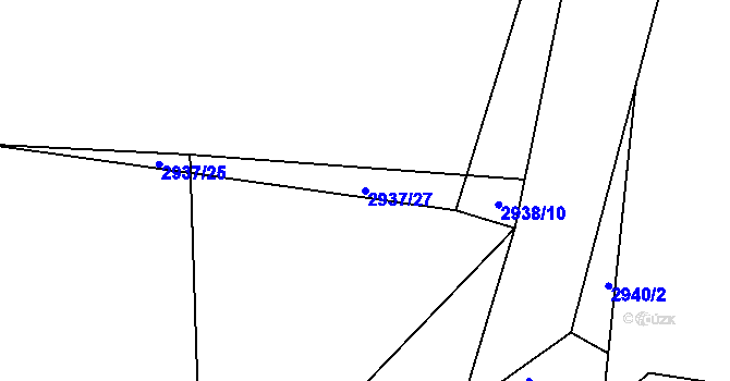 Parcela st. 2937/27 v KÚ Týnec nad Sázavou, Katastrální mapa