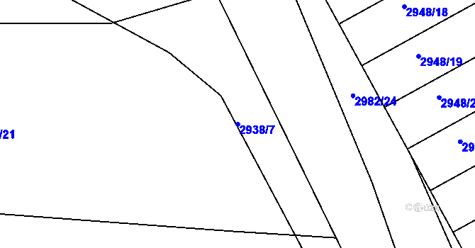 Parcela st. 2938/7 v KÚ Týnec nad Sázavou, Katastrální mapa