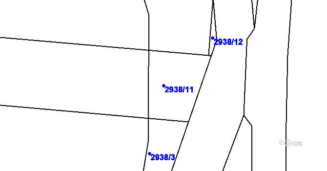 Parcela st. 2938/11 v KÚ Týnec nad Sázavou, Katastrální mapa