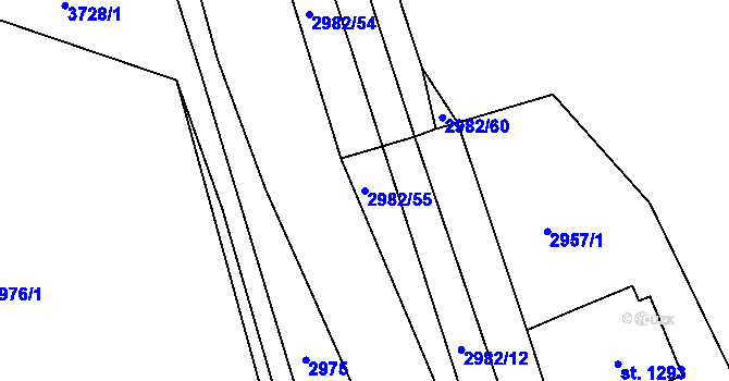 Parcela st. 2982/55 v KÚ Týnec nad Sázavou, Katastrální mapa