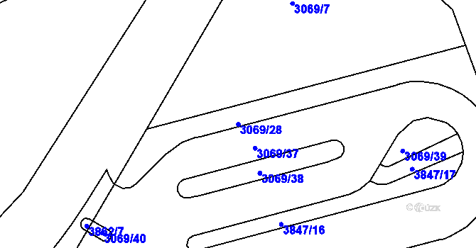 Parcela st. 3069/28 v KÚ Týnec nad Sázavou, Katastrální mapa