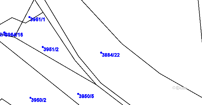 Parcela st. 3884/22 v KÚ Týnec nad Sázavou, Katastrální mapa