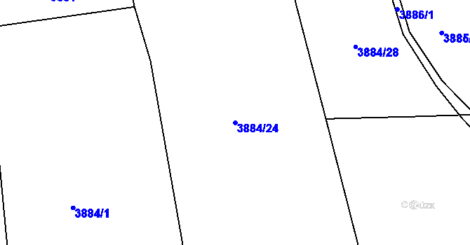 Parcela st. 3884/24 v KÚ Týnec nad Sázavou, Katastrální mapa