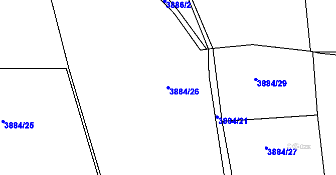 Parcela st. 3884/26 v KÚ Týnec nad Sázavou, Katastrální mapa