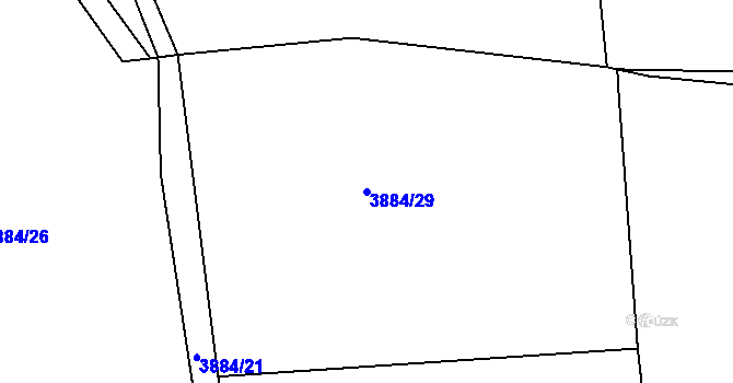 Parcela st. 3884/29 v KÚ Týnec nad Sázavou, Katastrální mapa