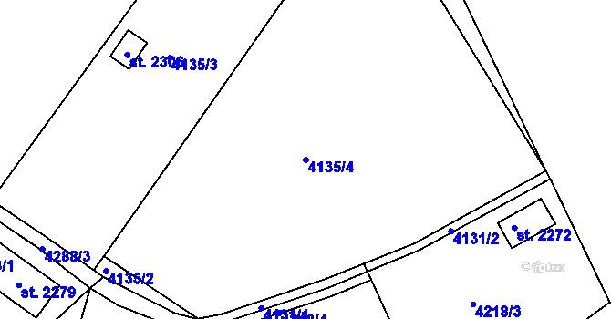 Parcela st. 4135/4 v KÚ Týnec nad Sázavou, Katastrální mapa
