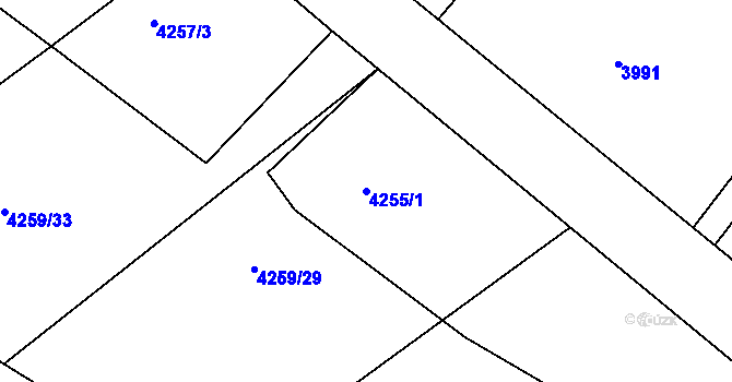 Parcela st. 4255/1 v KÚ Týnec nad Sázavou, Katastrální mapa