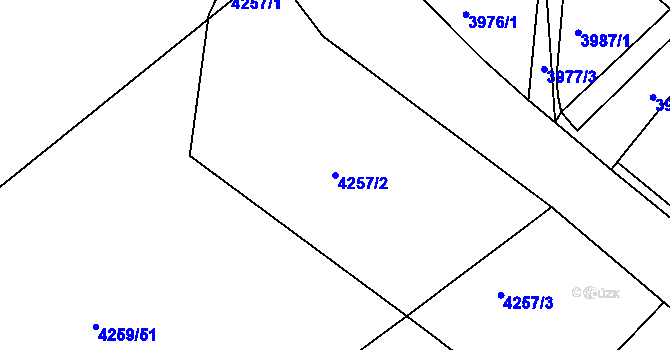 Parcela st. 4257/2 v KÚ Týnec nad Sázavou, Katastrální mapa