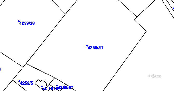 Parcela st. 4259/31 v KÚ Týnec nad Sázavou, Katastrální mapa