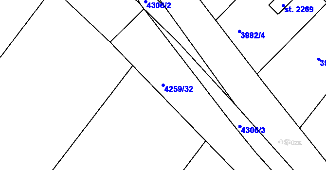 Parcela st. 4259/32 v KÚ Týnec nad Sázavou, Katastrální mapa
