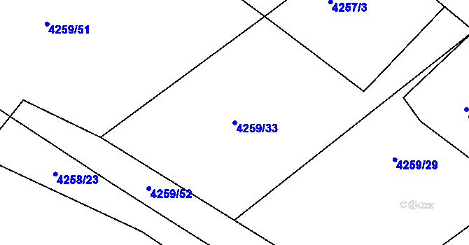 Parcela st. 4259/33 v KÚ Týnec nad Sázavou, Katastrální mapa