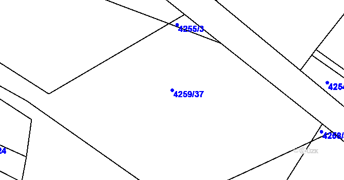Parcela st. 4259/37 v KÚ Týnec nad Sázavou, Katastrální mapa