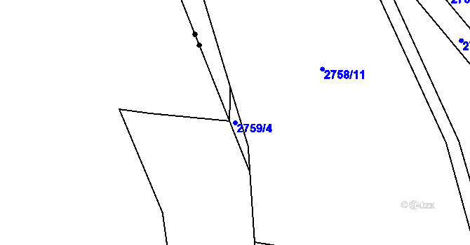Parcela st. 2759/4 v KÚ Týnec nad Sázavou, Katastrální mapa
