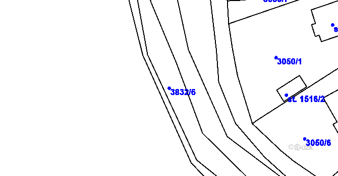 Parcela st. 3832/6 v KÚ Týnec nad Sázavou, Katastrální mapa